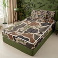 thumbnail image 2 of meiyoeat Rustic Camo Deer Zipper Queen Comforter Set With Fitted Sheet And 2 Pillowcases,Jungle Animal Camouflage Silhouette Zipper Bedding Set For Men Women, Brown Beige,Black Reversible,4 Pieces, 2 of 7