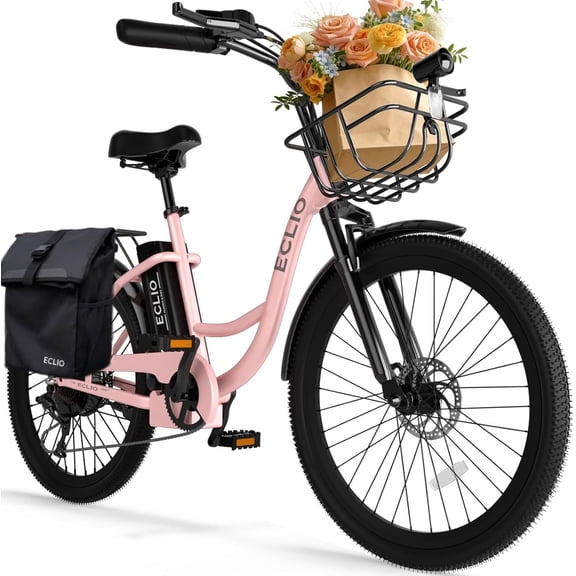 24 Inch Cruiser Electric Bike, E-Bike for Adults, Ebike with 48V 13AH Removable Battery, Step Through Ebike for Women Men,City Electric Bicycle,for City Commute Black