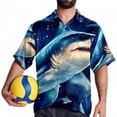 thumbnail image 4 of Starry Shark Men's Short Sleeve Casual Printed Button Down Beach Shirt Summer Unisex Top, 4 of 6