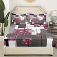 thumbnail image 3 of YST Abstract Geometric Sheet Set For Girls Full Pink Glitter Bling Sequins Check Bed Sheets,Black Grey Stripes Grids Sheets Starry Sky Geometry Fitted Sheet + Flat Sheet + 2 Pillow Cases, 3 of 5