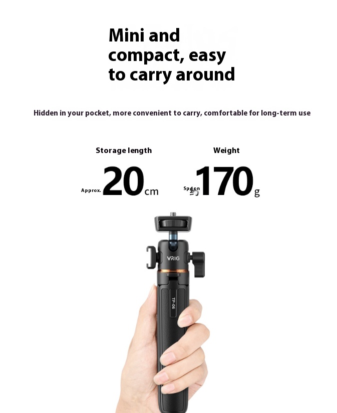 Adjustable Vlog Tripod Stand for Camera and Phone - Bigcan Aluminum Alloy Extendable Selfie Stick Tripod with 1/4 Screw, 360° Ball Head, for Desktop Recording, Livestreaming, Vlogging