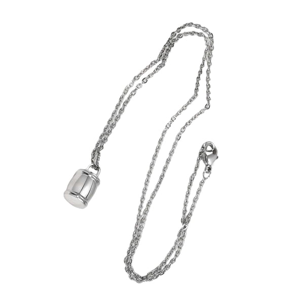 Collar de urna con colgante de cilindro pequeño para cenizas de humanos, mascotas, mujeres, hombres y perros. Plata