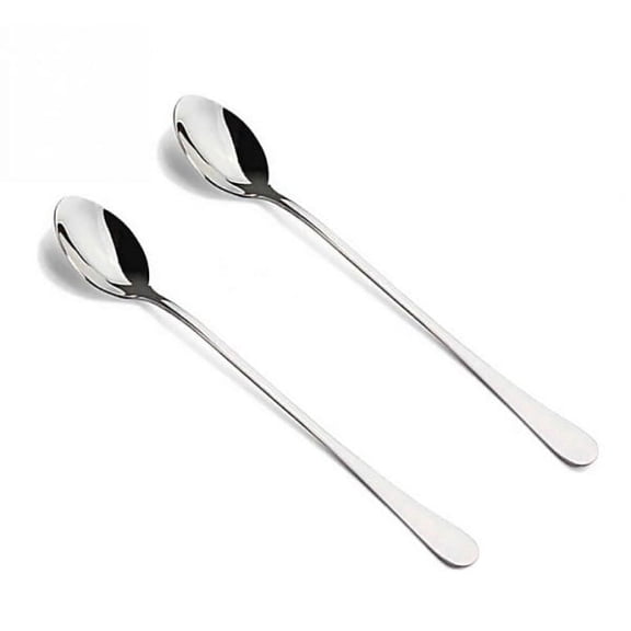 Vruelia Long Handle Spoon, 2 Pcs 7.6 Inch Stainless Steel Spoon Iced Tea Spoons for Mixing Ice Cream Coffee Spoon Milkshake Dessert Spoon Cocktail Stirring Spoons
