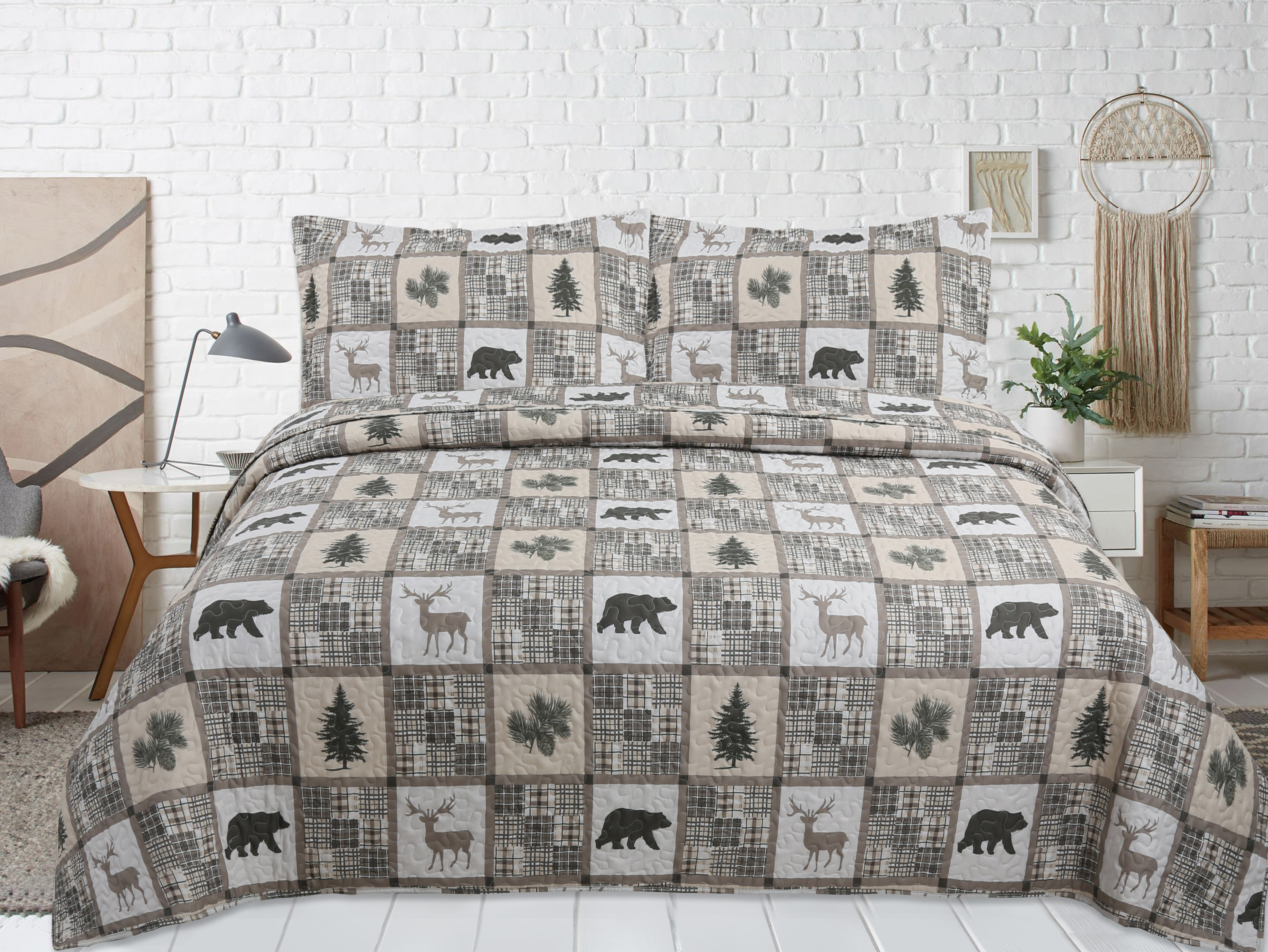 Marina Decoration Rich Printed Stitching Coverlet Bedspread Ultra Soft Summer Bedding Quilt Set with Quilted Sham