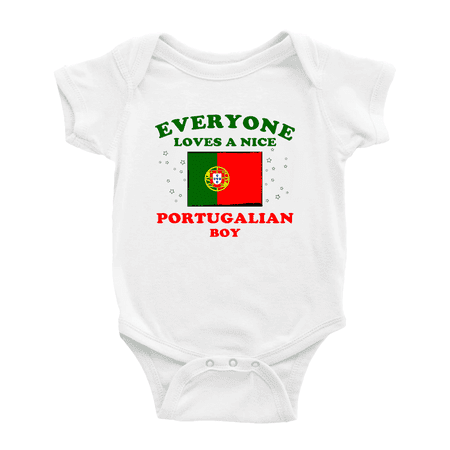 

Everyone Loves a Nice Portugalian Boy Baby Romper Bodysuit For Boy Girl (White 12-18 Months)