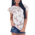 thumbnail image 4 of Moda mujer manga corta estampado cuello redondo encaje Pachwork Tops blusa Pompotops  hkajfhjk470699, 4 of 9