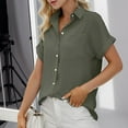 thumbnail image 3 of Womens Button Down Shirts Lapel Short Sleeve Shirt Collared Pocketed Casual Blouses Summer Tops, 3 of 6