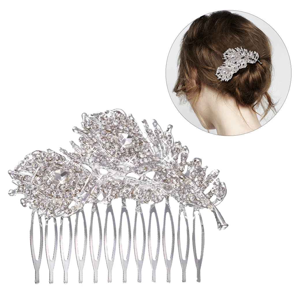 hair clip barrettes comb fashion luxury rhinestone feather