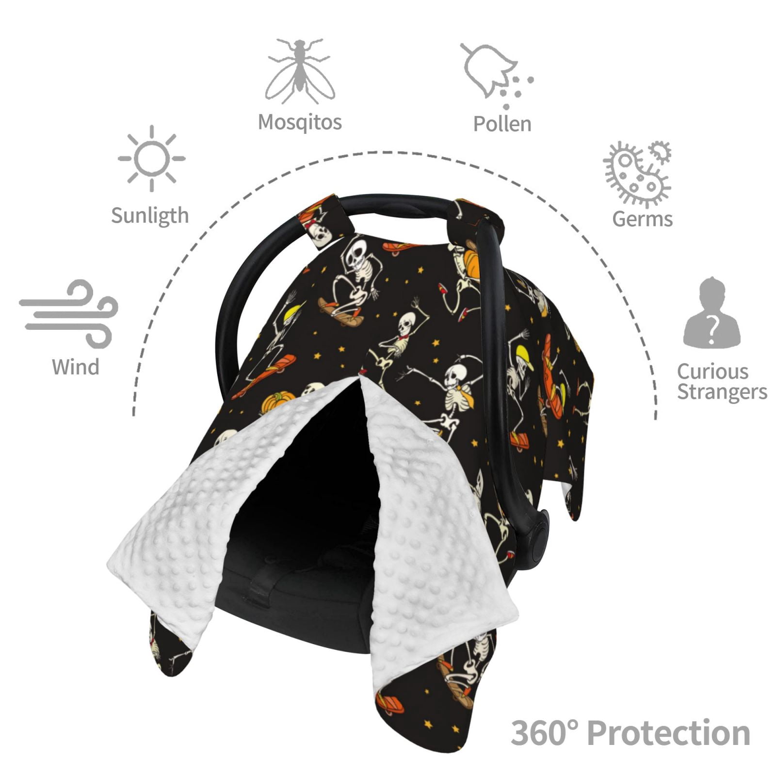 Car Seat Cover Baby - Funny Skateboard Skull Breathable Infant Car Seat Cover for Baby Carseat, Lightweight Comfort Baby Essentials Must Haves Newborn Stuff for Girl Boy