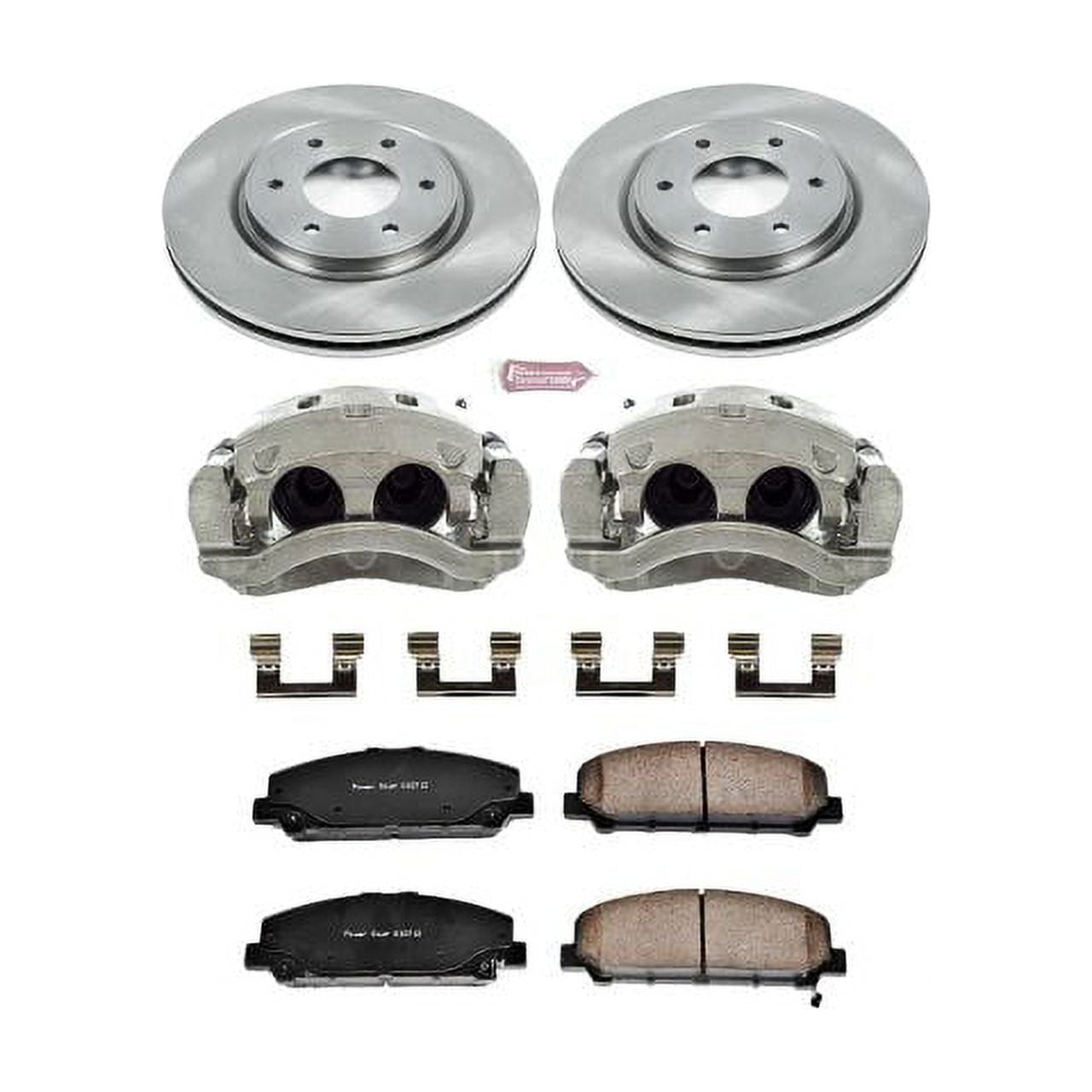 PowerStop Front Stock Replacement Brake Pad and Rotor Kit with Calipers Fits: INFINITI NISSAN Select Models KCOE2961
