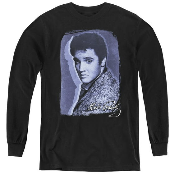 Elvis Presley Overlay Youth Long Sleeve T-Shirt Black