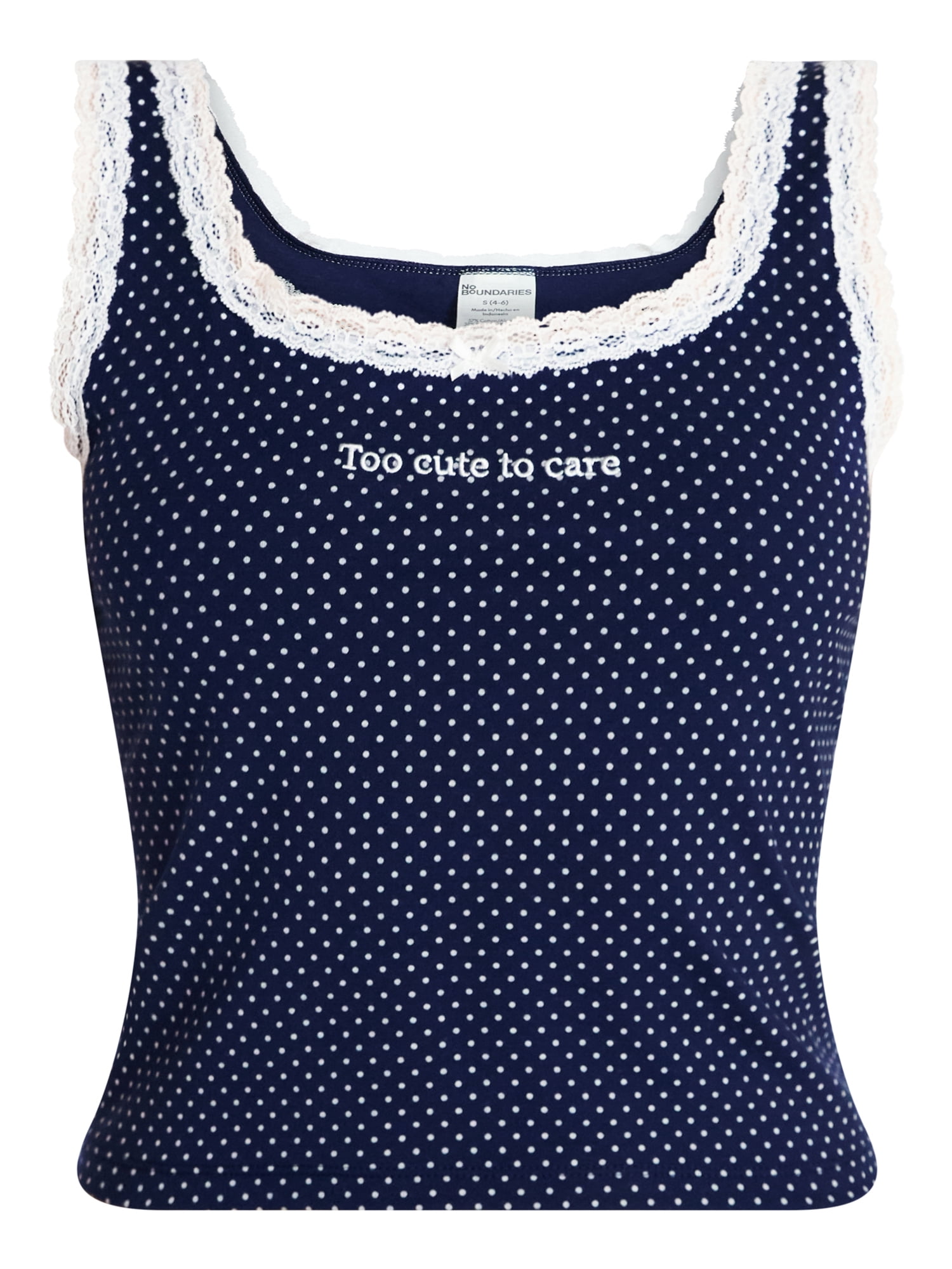 No Boundaries Single Jersey Lace Sleep Tank Top, Women's XXS-3X