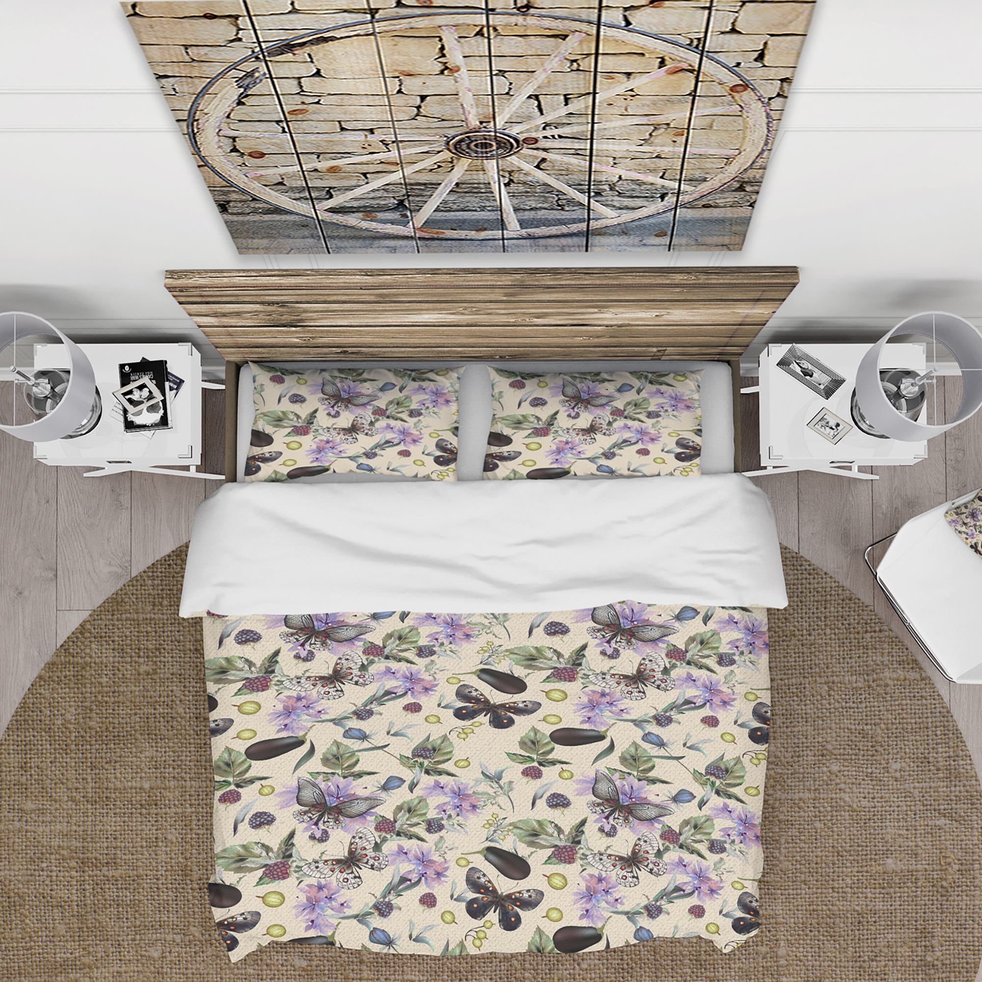 Designart 'Butterflies and Flowers' Cabin & Lodge Duvet Cover Set