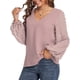 thumbnail image 3 of Blusa de gasa para mujer Swiss Dot Casual Cuello redondo Manga larga Pom Pom Camisas Tops XBTCLXEBCO Rosa, Chico, 3 of 6