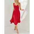 thumbnail image 2 of Women Long Dress, Sleeveless V-neck Lace Patchwork Summer A-line Dress Slit Dress, 2 of 9