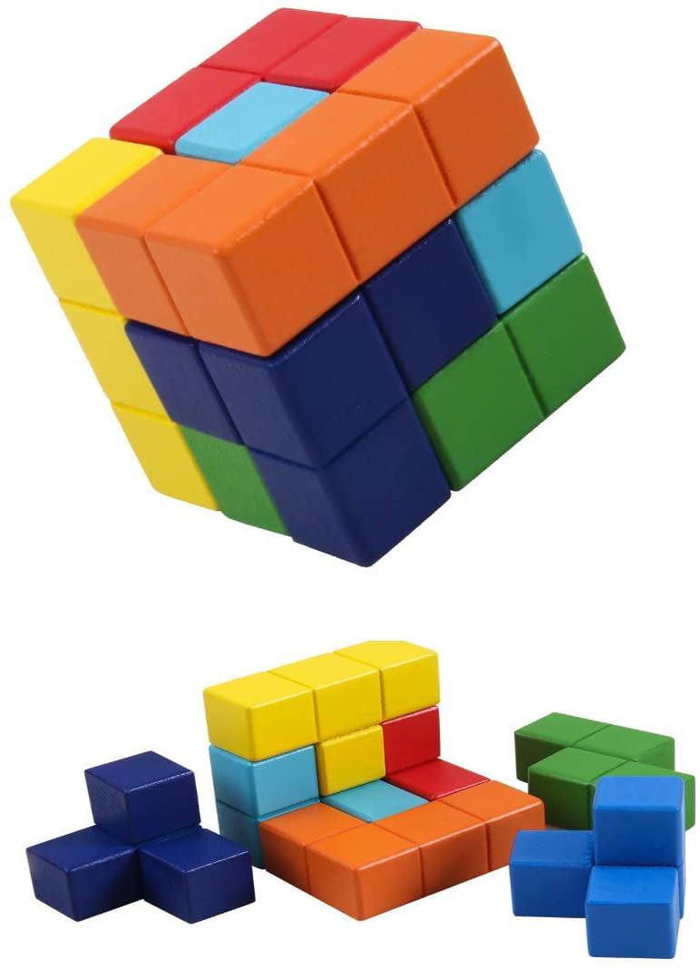 FREE SHIPPING wooden rubics  3D puzzle multi cube set of 6 Brain  BRAND NEW 