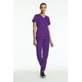 thumbnail image 3 of Elements Women's EL9935 V-Neck Scrub Top and Jogger Scrub Pant Set Eggplant 2X-Large, 3 of 3