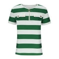 thumbnail image 4 of Womens Short Sleeve Half Zip V Neck Tops Striped Color Block Shirts Casual Pockets Button Down Shirts, 4 of 5