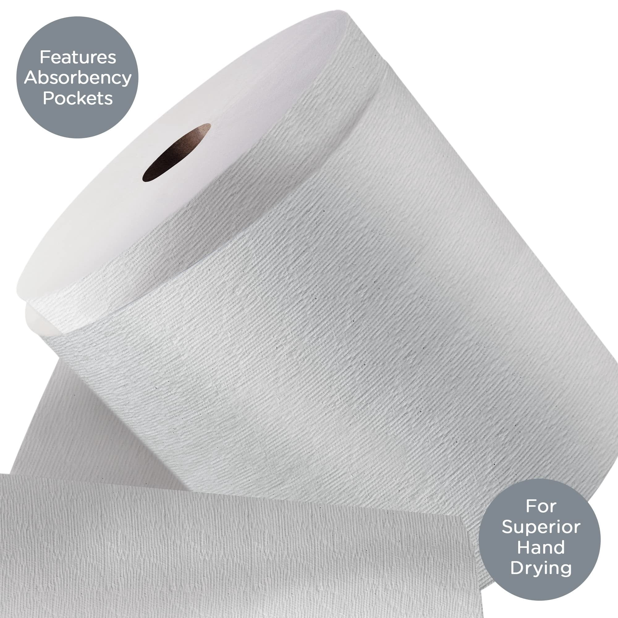 Kimberly-Clark Kleenex Hard Roll Paper Towels - Premium Absorbency, 6 Rolls, White