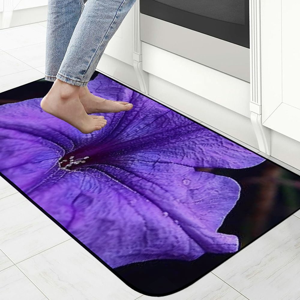 Heduofu Decorative Door Mat, Door Mat with Non-Slip Rubber Backing, Easy Cleaning, Traps Dirt, Rug for Entry, Patio, Garage  - Flower Tropical Purple Tropical Flowers Nature 19.68*47.24 in