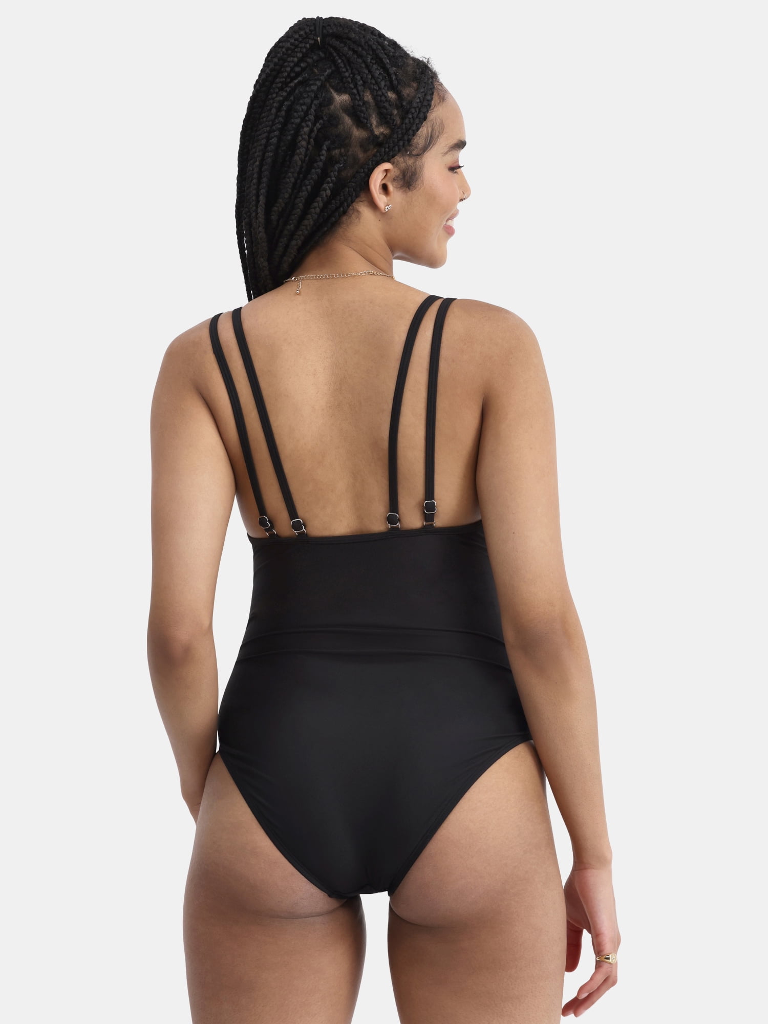 No Boundaries Women's High Leg One Piece Swimsuit, Sizes XXS-XXL