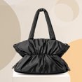 thumbnail image 4 of Bolso Hobo de plumón para mujer, bolso de mano acolchado con cordón, bolso de viaje holgado (negro), 4 of 9