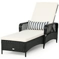 thumbnail image 1 of Costway Chaise Longue Inclinable en Rotin PE avec Accoudoirs, Coussin Réglable, Noir, 1 of 10