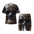 thumbnail image 1 of Balery Gold Pattern Black Skull Conjunto de Pijama Infantil de Manga Corta con Estampado – Ropa de Dormir de Algodón Suave-Large, 1 of 6