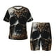 thumbnail image 1 of Balery Gold Pattern Black Skull Conjunto de Pijama Infantil de Manga Corta con Estampado – Ropa de Dormir de Algodón Suave-4X-Large, 1 of 6