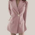 thumbnail image 2 of ATOYSOY Women's Trendy Solid Work Office Coat Lapel Open Front Jacket Plus Size Midi Dress Blazer Suit Versatile Long Sleeve Button Front Cardigan Business Attire Casual Pink M, 2 of 4