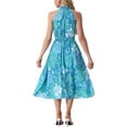 thumbnail image 3 of INSPIRE CHIC Boho Summer Dress for Women's Halter Neck Sleeveless Casual Floral Print Sundress Midi Dresses S Blue Green, 3 of 6