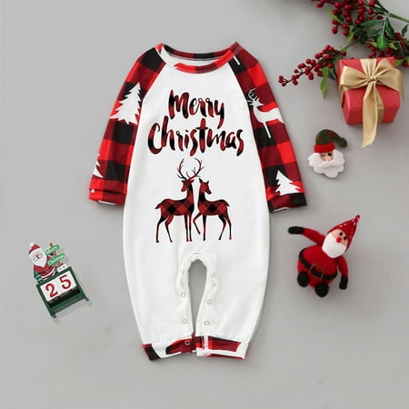 

Merry Christmas Prints Romper Family Clothes Baby Long Sleeve Jumpsuit