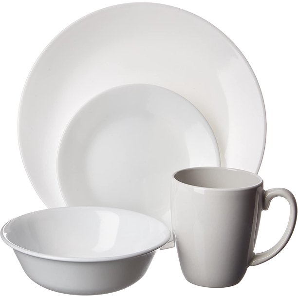 Corelle Livingware 16 Piece Dinnerware Set Winter Frost White Service For 4 Discontinued 1092896 Service For 4 Includes 4 Each 10 1 4 Dinner Plates By Visit The Corelle Store Walmart Com Walmart Com