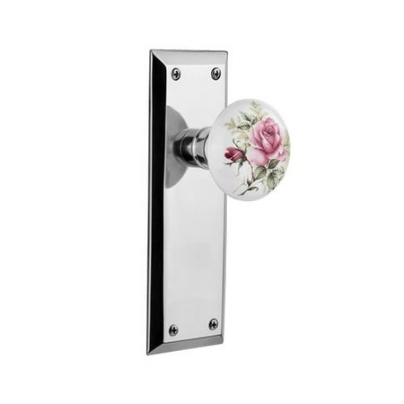 Traditional Porcelain Handle Nostalgic Warehouse White Rose Porcelain Single Dummy Door Knob with New York Plate ()