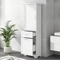 thumbnail image 2 of EUROCO 68.1'' Tall Bathroom Storage Cabinet, MDF Board Floor Storage Cabinet with 1 Door, 2 Different Size Drawers and Adjustable Shelf, Freestanding Cabinet with Painted Finish for Bathroom, White, 2 of 8