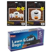 Halloween Pumpkin Lawn Leaf Bags, Ghost Leaf Bags, Glow in The Dark Lawn Leaf Bags, Large Pumpkin Decorations, Plastic Pumpkins for Decorating, Decorative Leaf Bags (Ghost)