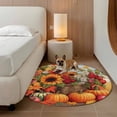 thumbnail image 2 of Round Rugs 3Ft, Orange Pumpkins Fall Round Area Rug Washable Indoor Throw Carpet, Watercolor Sunflower Botanical Small Non Slip Circle Rug for Bedroom Living Room Home Decor Aesthetic, 2 of 8