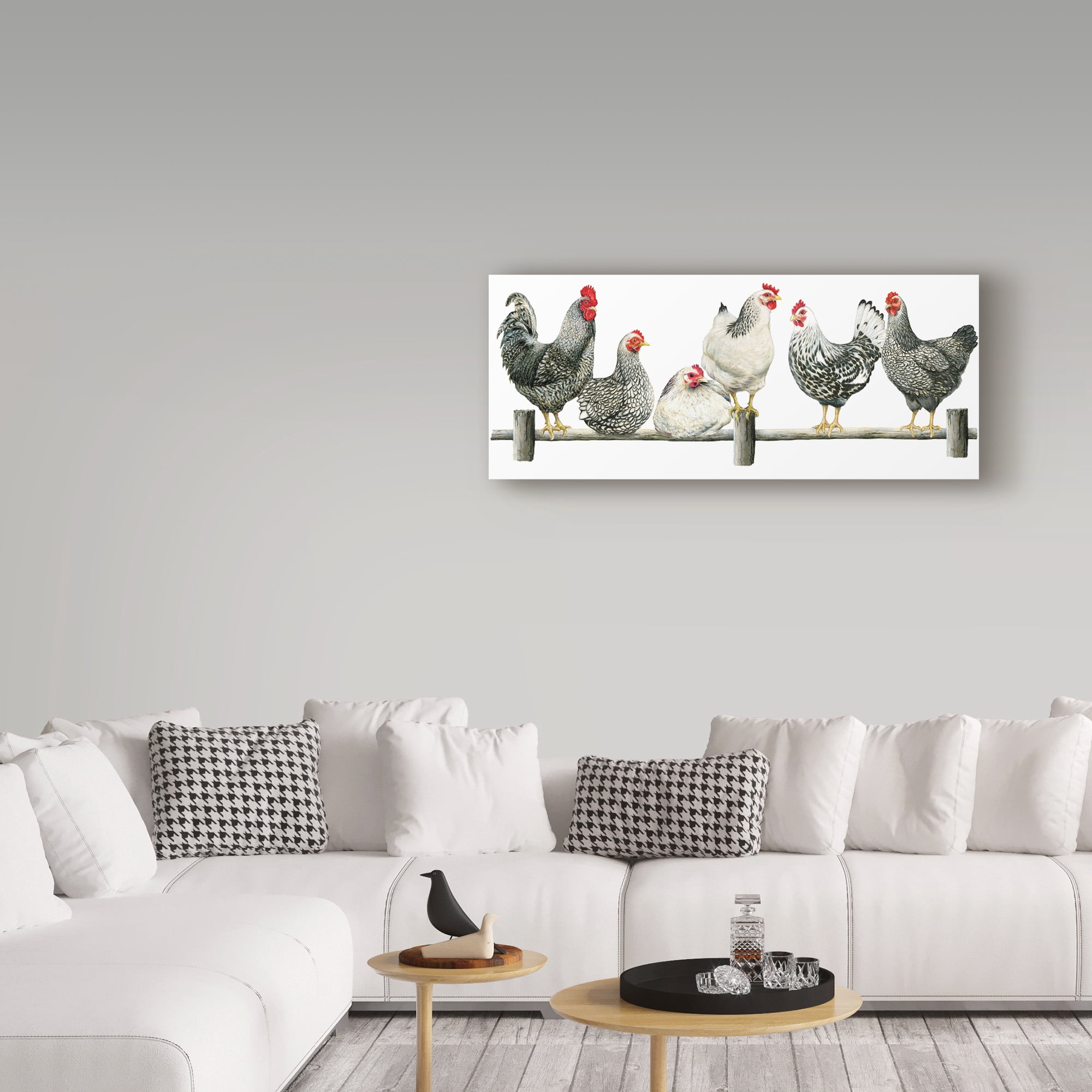 Janet Pidoux 'Hens, White Background' Canvas Art