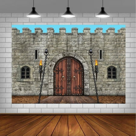 Image of Medieval Party Decorations Medieval Castle Backdrop Knight Decorations Castle Wall Backdrop Keepers of The Kingdom Decorations for Medieval Themed Party Supplies 7 x 5 ft