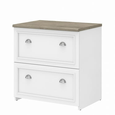 Fairview Cottage Style 2 Drawer Lateral File Cabinet in Shiplap Gray and Pure White