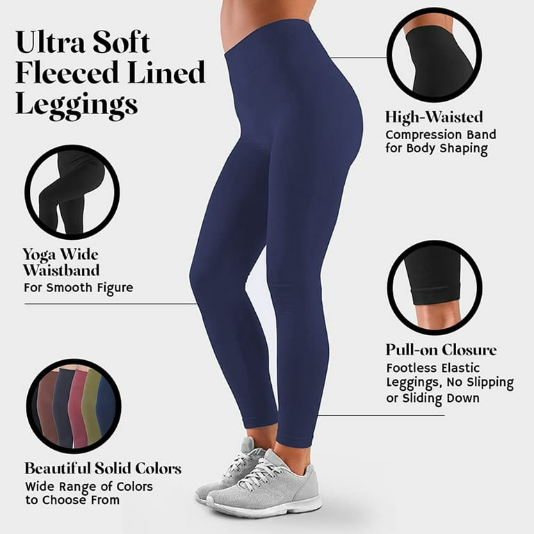 Women's New Mix Brand Solid Color Seamless Fleece Lined Leggings