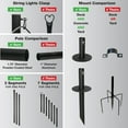 thumbnail image 3 of EXCELLO GLOBAL PRODUCTS Outdoor Bistro String Light Poles, 4 Pack, Extends to 10 ft, Universal Mounting Options Included with 100 ft. of G40 LED Lights (100 Lights), 3 of 7