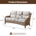 thumbnail image 2 of Gymojoy Outdoor Wicker Sofa High Back Patio 3-Seater Rattan Couch with 6'' Thick Cushions, Ideal for Porch, Poolside, Deck, Yard, 2 of 7