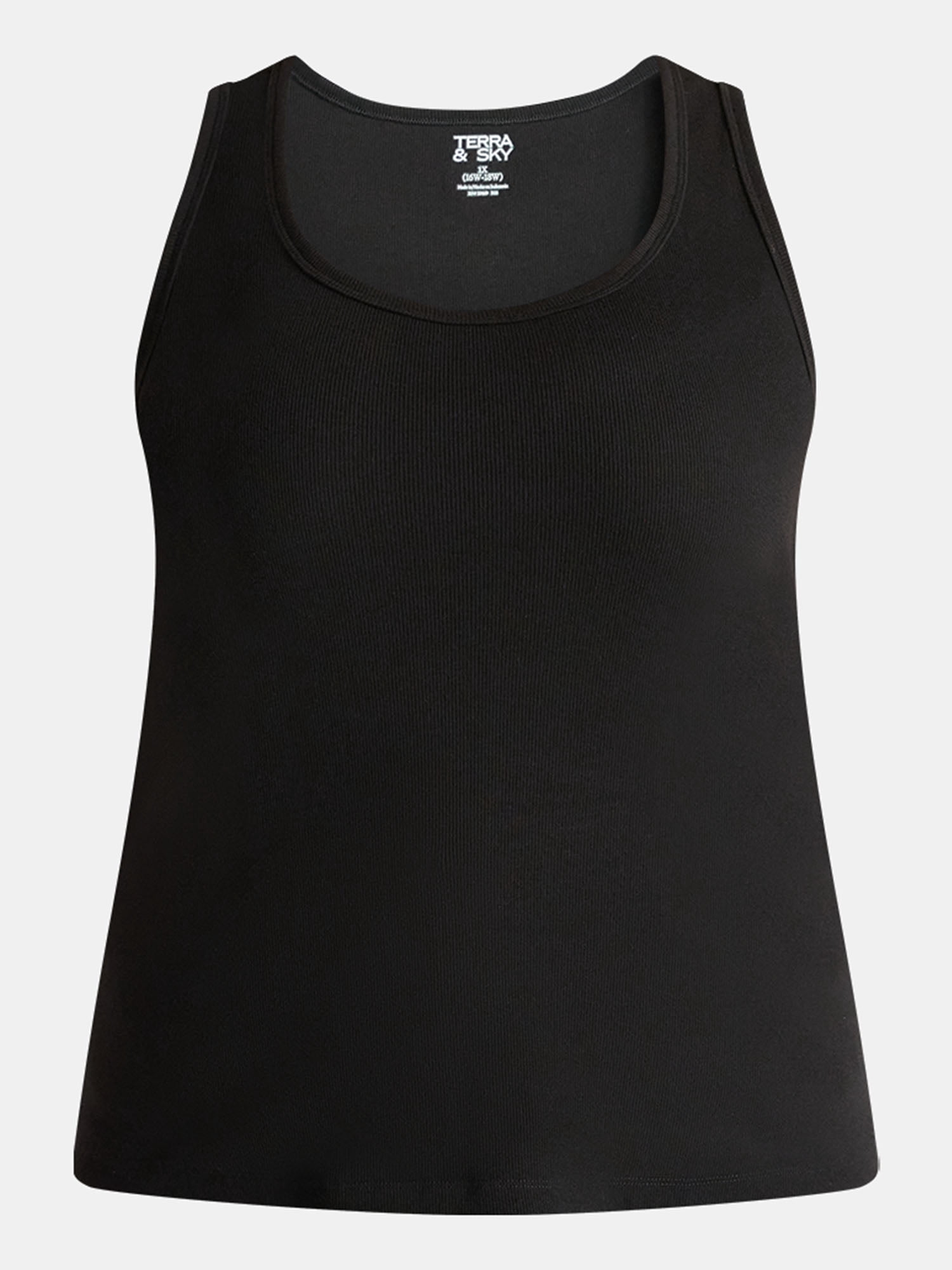 Terra & Sky Women’s Plus Ribbed Tank Top, Sizes 0X-5X