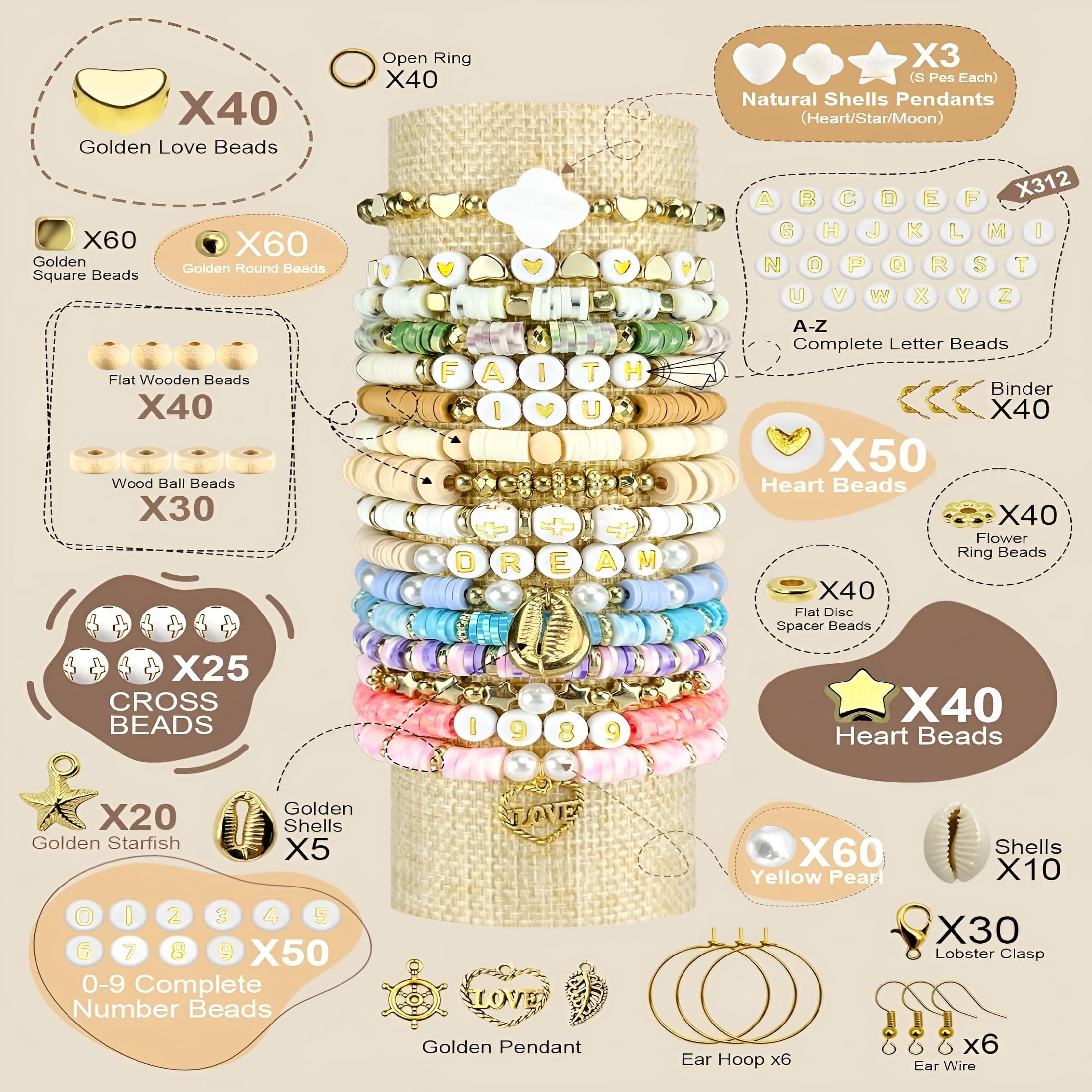 TUWAFE 14000 Pcs Clay Beads Bracelet Making Kit for Adults,3 Boxes 48 Colors Clay Beads for Bracelets Making,Jewelry Making Kits with Letter Beads for Girls 13-15,Friendship Bracelet Kit