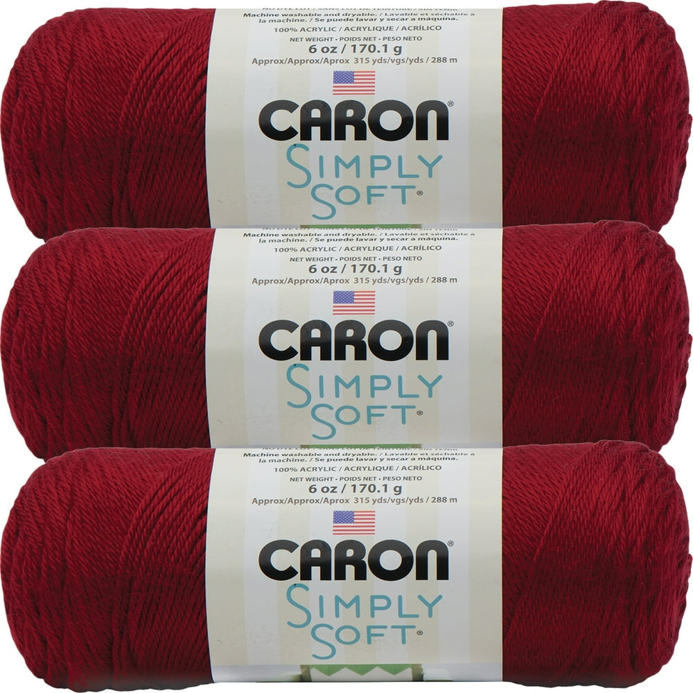 Caron Simply Soft Solids YarnAutumn Red, Multipack Of 3