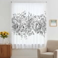 thumbnail image 3 of Black Grey Eucalyptus Leaves Sheer Curtains 72 Inches Long, Spring Summer Botanical Floral Light Filering Curtains, Breathable Simi Curtain Privacy Drapes for Living Room Bedroom Window Treatment, 3 of 9