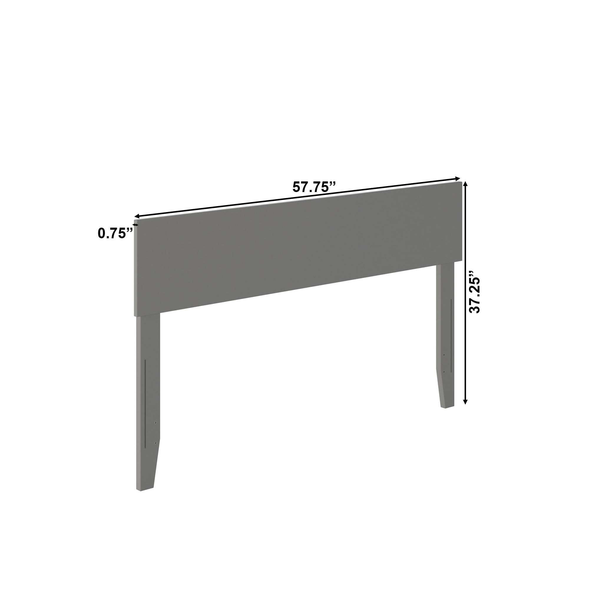 AFI Orlando Full Modern Solid Wood Panel Headboard with Attachable Charger, Grey