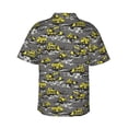 thumbnail image 4 of Xecao Modern Yellow Excavator print Hawaiian shirt - a stylish short-sleeve button-down for men, perfect for casual beach and tropical outings., 4 of 9