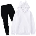 thumbnail image 4 of Rhuody Outfits For Girls Long Sleeve Round Neck Tracksuit Solid Color Hoodies Pants Classic 9-10 Years Big Girls Daily Wear White, 4 of 4